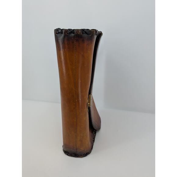 Vintage Hand Made Rustic Leather Laptop Messenger Bag With Working Lock & Key - Picture 5 of 12